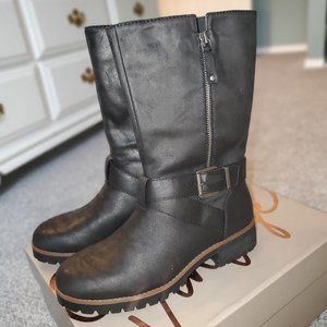 Crown Vintage Women's Olive Black Moto Boots Size 8M